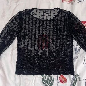 Topshop gorgeous sheer embroidered long sleeve top